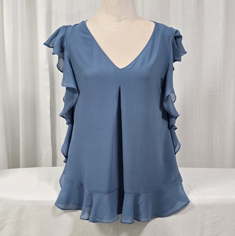 Max Edition Blue Ruffle Blouse
